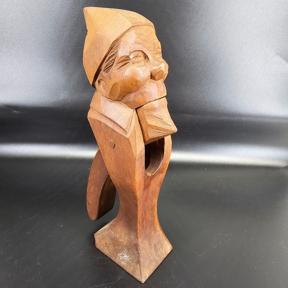 Nutcracker 9.5" Vintage Black Forest Gnome Wood Hand Carved 1950s Germany